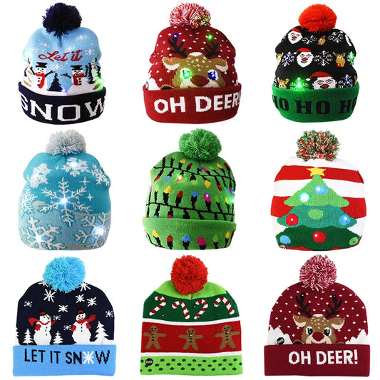 Christmas Knitted Beanie Hat With LED Light Up
