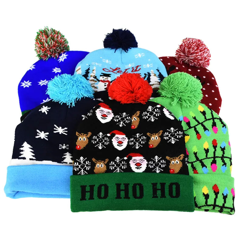 Christmas Knitted Beanie Hat With LED Light Up